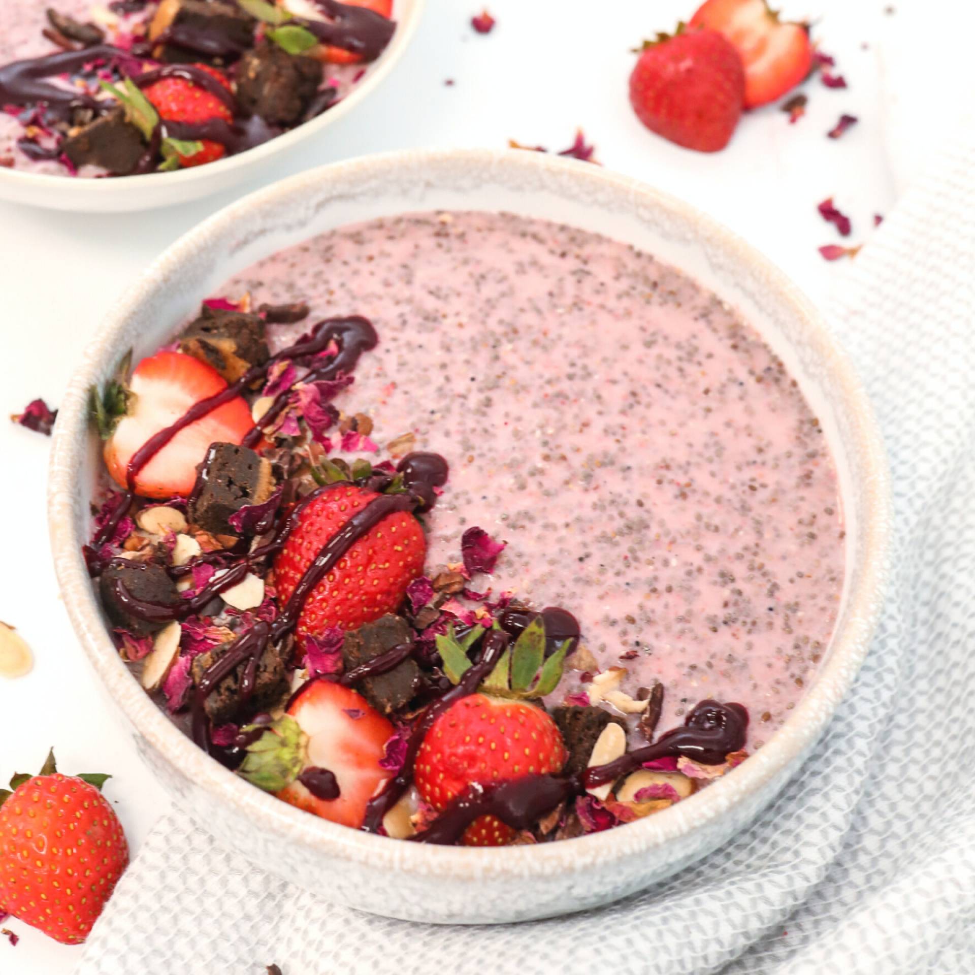 Strawberry Brownie Chia Bowl